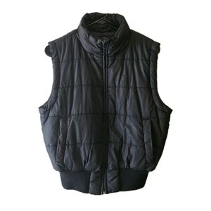 Hip Hop Shorty Women's Puffer Vest Black Full Zip Size 1X Sporty Casual Pockets
